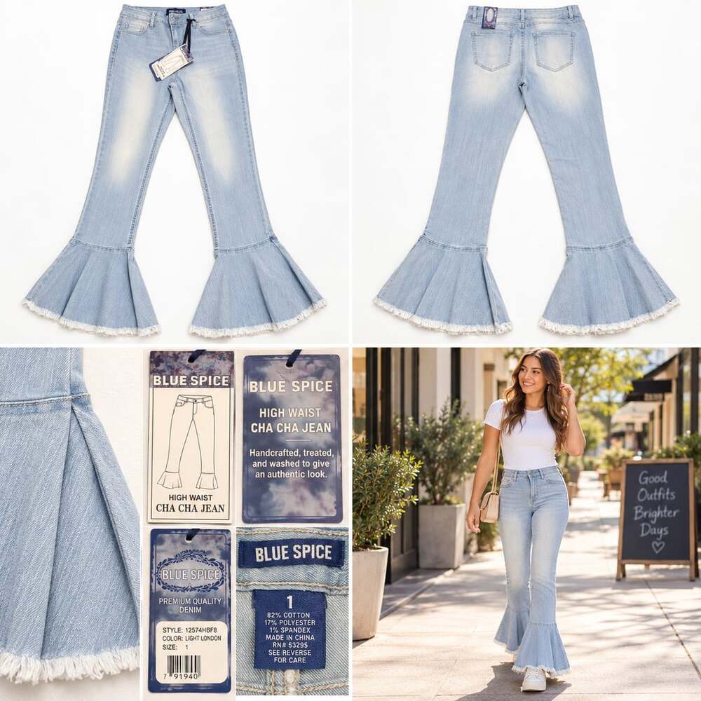 ✨ NWT Blue Spice High-Waisted Cha-Cha Jeans Size 1 Light-Wash Flare